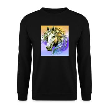 horse - Unisex Sweatshirt - black - Front - Alina (178cm) & Michal (187cm)