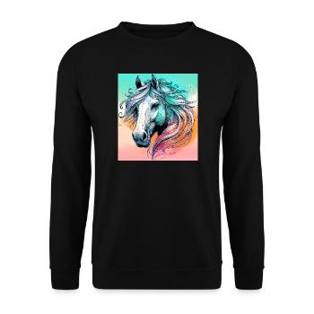 horse - Unisex Sweatshirt - black - Front - Alina (178cm) & Michal (187cm)