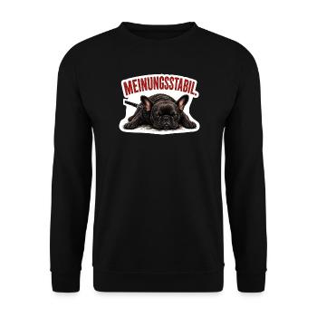 Frenchie – Meinungsstabil Bully - Unisex Pullover - Schwarz - Vorne - Alina (178cm) & Michal (187cm)