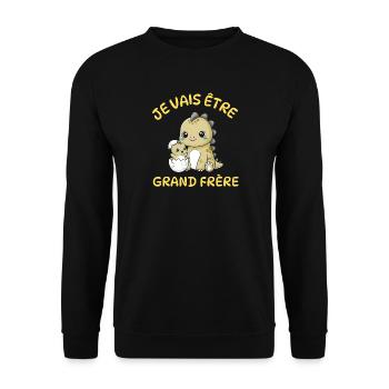 Enfant T-Shirt Dinosaure Grand Frère - Cadeau  - Sweat-shirt Unisexe - noir - Devant - Alina (178cm) & Michal (187cm)