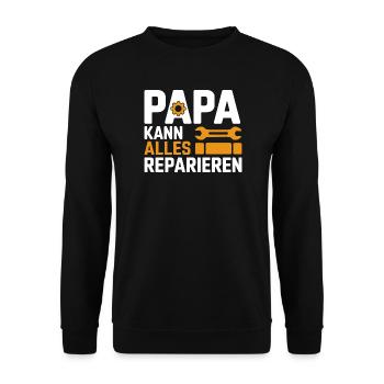 Papa Handwerker Kann Alles Reparieren Geschenk - Unisex Pullover - Schwarz - Vorne - Alina (178cm) & Michal (187cm)