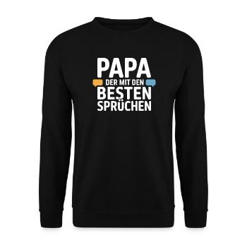 Papa Sprüche Lustig Vater Humor Geschenk - Unisex Pullover - Schwarz - Vorne - Alina (178cm) & Michal (187cm)