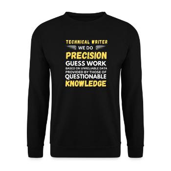 Rédacteur technique : Précision de la supposition - Sweat-shirt Unisexe - noir - Devant - Alina (178cm) & Michal (187cm)