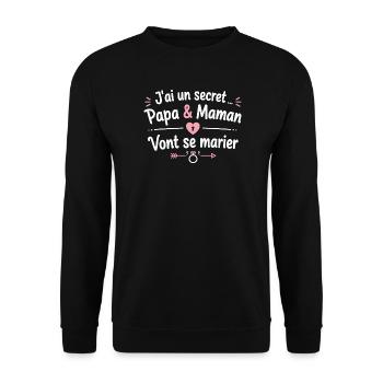 Secret Papa et Maman vont se marier - Sweat-shirt Unisexe - noir - Devant - Alina (178cm) & Michal (187cm)