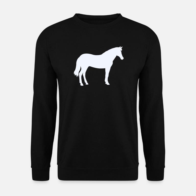 Pferdesilhouette in Milchweiß - Unisex Pullover - Schwarz