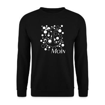 Anker im Blasenmeer Moin - Unisex Pullover - Schwarz - Vorne - Alina (178cm) & Michal (187cm)