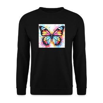 Schmetterling - Unisex Pullover - Schwarz - Vorne - Alina (178cm) & Michal (187cm)
