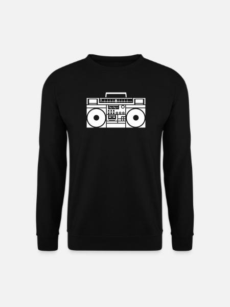 Retro Boombox Graphic Black & White - Unisex Sweatshirt - black
