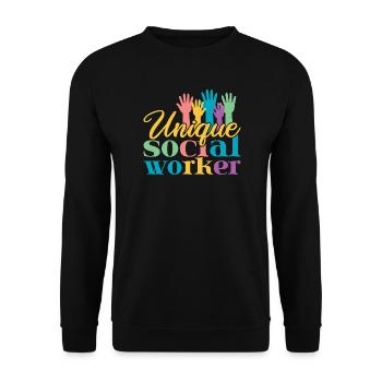 Social Worker Quote Unique Social Work - Unisex Sweatshirt - black - Front - Alina (178cm) & Michal (187cm)