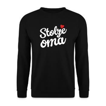 Stolze Oma - Unisex Pullover - Schwarz - Vorne - Alina (178cm) & Michal (187cm)
