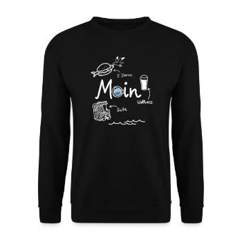 MOIN Luxus Urlaub ironisch minimalistisch Meer - Unisex Pullover - Schwarz - Vorne - Alina (178cm) & Michal (187cm)
