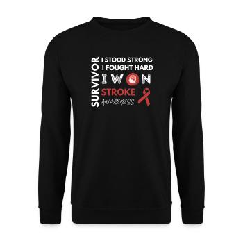 Stroke Survivor - I Stood Strong Fought Hard - Unisex Sweatshirt - black - Front - Alina (178cm) & Michal (187cm)