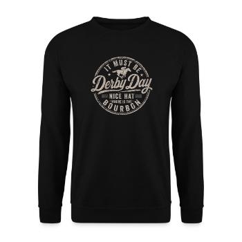 DerbyDay Vintage Stempel-Design - Unisex Pullover - Schwarz - Vorne - Alina (178cm) & Michal (187cm)