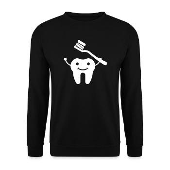 Tooth with toothbrush - Unisex Sweatshirt - black - Front - Alina (178cm) & Michal (187cm)