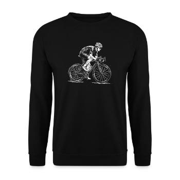 Rennradfahrer Skizze – Radsport Geschenk - Unisex Pullover - Schwarz - Vorne - Alina (178cm) & Michal (187cm)