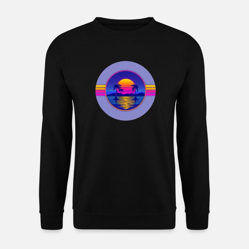 Sunset Neon Palms Circle - Unisex Sweatshirt - black