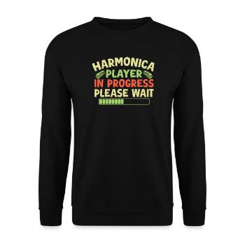 Funny Harmonica Player In Progress Harmonica - Unisex Pullover - Schwarz - Vorne - Alina (178cm) & Michal (187cm)