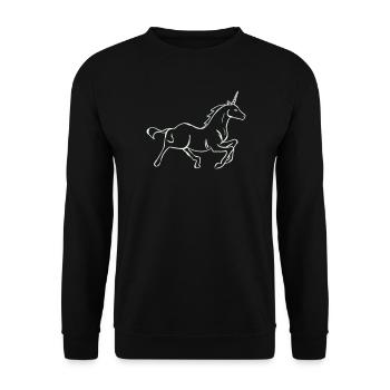 Tracé linéaire licorne en cours - Sweat-shirt Unisexe - noir - Devant - Alina (178cm) & Michal (187cm)