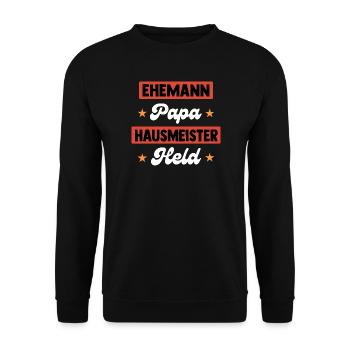 Grillmeister Papa Vater Held BBQ Männer - Unisex Pullover - Schwarz - Vorne - Alina (178cm) & Michal (187cm)