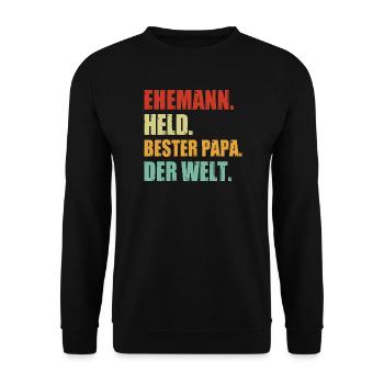 Mari Papa Grill Maître Barbecue Héros Barbecue de la Fête des Pères  - Sweat-shirt Unisexe - noir - Devant - Alina (178cm) & Michal (187cm)