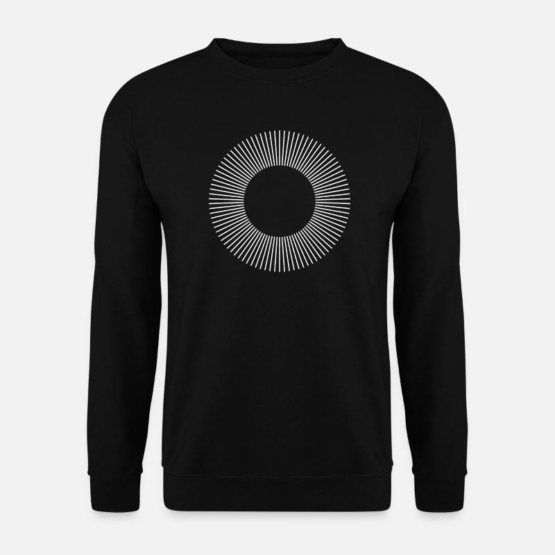 Geometrisches Sunburst-Ringmuster - Unisex Pullover - Schwarz