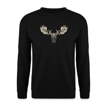 Moose Antler Graphic T-Shirt for Men Modern - Unisex Sweatshirt - black - Front - Alina (178cm) & Michal (187cm)