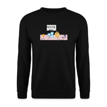 Thank you flower greeting - Unisex Sweatshirt - black - Front - Alina (178cm) & Michal (187cm)