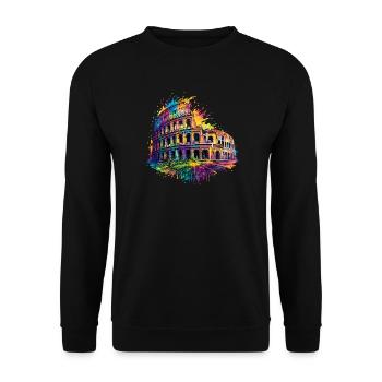Kolosseum Rom buntes Splash Design Italien - Unisex Pullover - Schwarz - Vorne - Alina (178cm) & Michal (187cm)