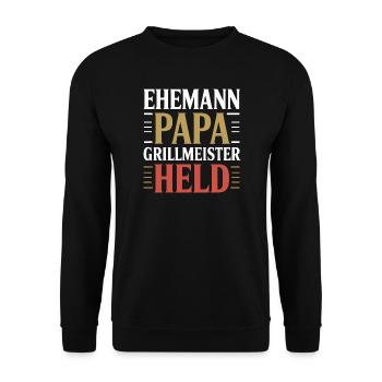 Papa barbecue Père grill Maître Humour de héros - Sweat-shirt Unisexe - noir - Devant - Alina (178cm) & Michal (187cm)
