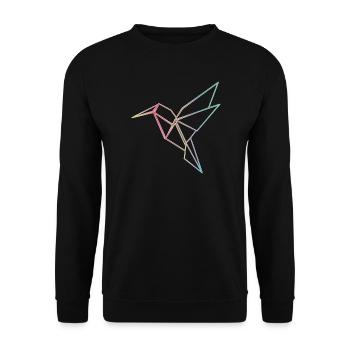 Geometric Hummingbird Lines Design - Unisex Sweatshirt - black - Front - Alina (178cm) & Michal (187cm)