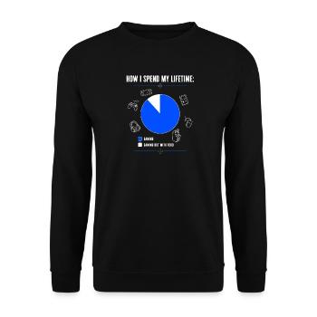 Gaming Wie ich meine Zeit verbinge - Geschenkidee - Unisex Pullover - Schwarz - Vorne - Alina (178cm) & Michal (187cm)