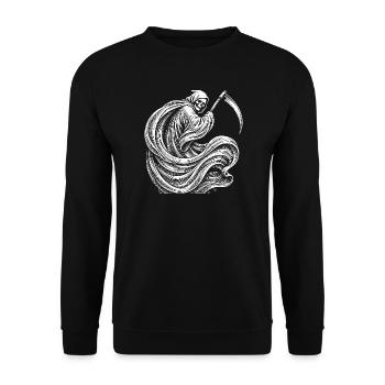 Faucheur à capuche avec silhouette de faux - Sweat-shirt Unisexe - noir - Devant - Alina (178cm) & Michal (187cm)