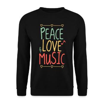 Peace Love Music Festival – Hippie Vibes - Unisex Pullover - Schwarz - Vorne - Alina (178cm) & Michal (187cm)