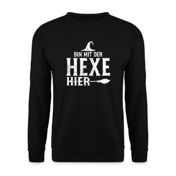 Hexenfreundin Tee mit Hexenhut - Unisex Pullover - Schwarz - Vorne - Alina (178cm) & Michal (187cm)