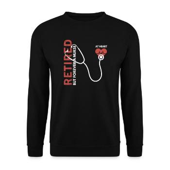 Pensioniert, aber für immer Krankenschwester - Unisex Pullover - Schwarz - Vorne - Alina (178cm) & Michal (187cm)