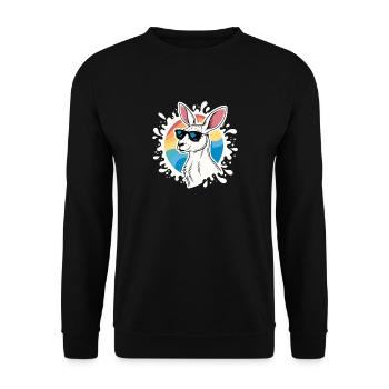 Cool Kangaroo – Retro-Stil & Sonnenbrille - Unisex Pullover - Schwarz - Vorne - Alina (178cm) & Michal (187cm)