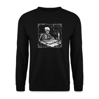 Skeleton at the reading table bookworm bookworm - Unisex Sweatshirt - black - Front - Alina (178cm) & Michal (187cm)