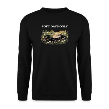 Ente in Blüte: Soft Days Cottagecore-Farm - Unisex Pullover - Schwarz - Vorne - Alina (178cm) & Michal (187cm)