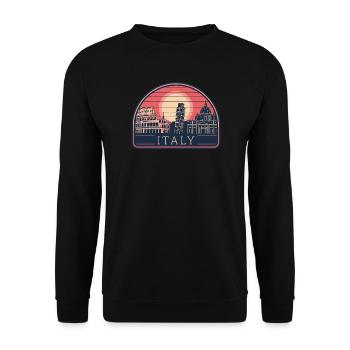 Italien Reiseziele Sonnenuntergang Kunst - Unisex Pullover - Schwarz - Vorne - Alina (178cm) & Michal (187cm)