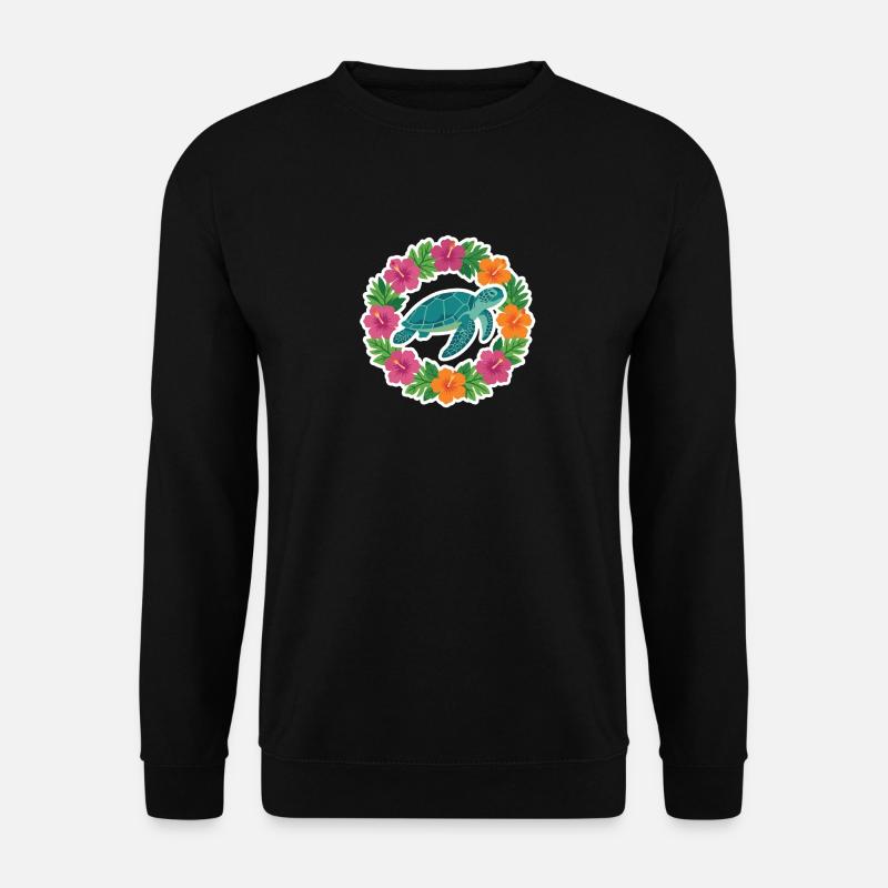 Turtle in Hibiscus Circle - Unisex Sweatshirt - black