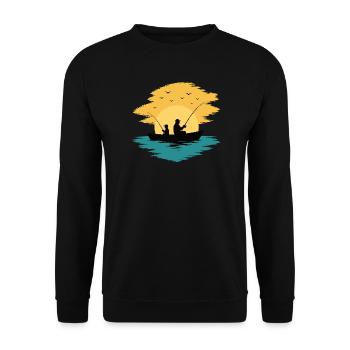 Papa Enfant Bateau de pêche Chemise au coucher du soleil - Sweat-shirt Unisexe - noir - Devant - Alina (178cm) & Michal (187cm)
