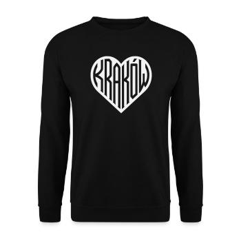 Geometrisches Herzlogo Krakau Polen - Unisex Pullover - Schwarz - Vorne - Alina (178cm) & Michal (187cm)