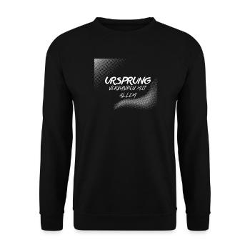 URSPRUNG – Verbunden mit Allem - Unisex Pullover - Schwarz - Vorne - Alina (178cm) & Michal (187cm)