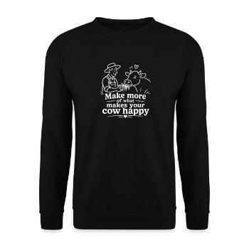 Kuh glücklich machen Bauer Line Art Geschenk - Unisex Pullover - Schwarz - Vorne - Alina (178cm) & Michal (187cm)