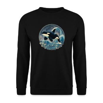 Killer whale - Unisex Sweatshirt - black - Front - Alina (178cm) & Michal (187cm)