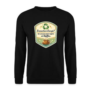Kaffee als Erneuerbare Energie - Unisex Pullover - Schwarz - Vorne - Alina (178cm) & Michal (187cm)