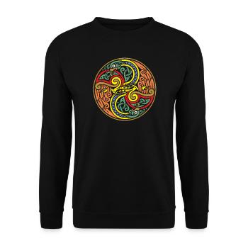 Mandala du Nœud Serpent Circulaire - Sweat-shirt Unisexe - noir - Devant - Alina (178cm) & Michal (187cm)