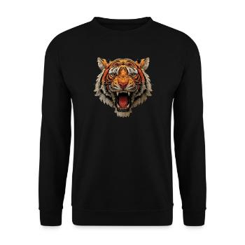 Tiger Head Roaring - Unisex Sweatshirt - black - Front - Alina (178cm) & Michal (187cm)