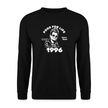 30th Birthday Pogo for life since 06/1996 - Unisex Sweatshirt - black - Front - Alina (178cm) & Michal (187cm)