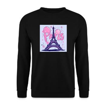 Paris Graffiti at the Eiffel Tower - Flying Gum - Unisex Sweatshirt - black - Front - Alina (178cm) & Michal (187cm)